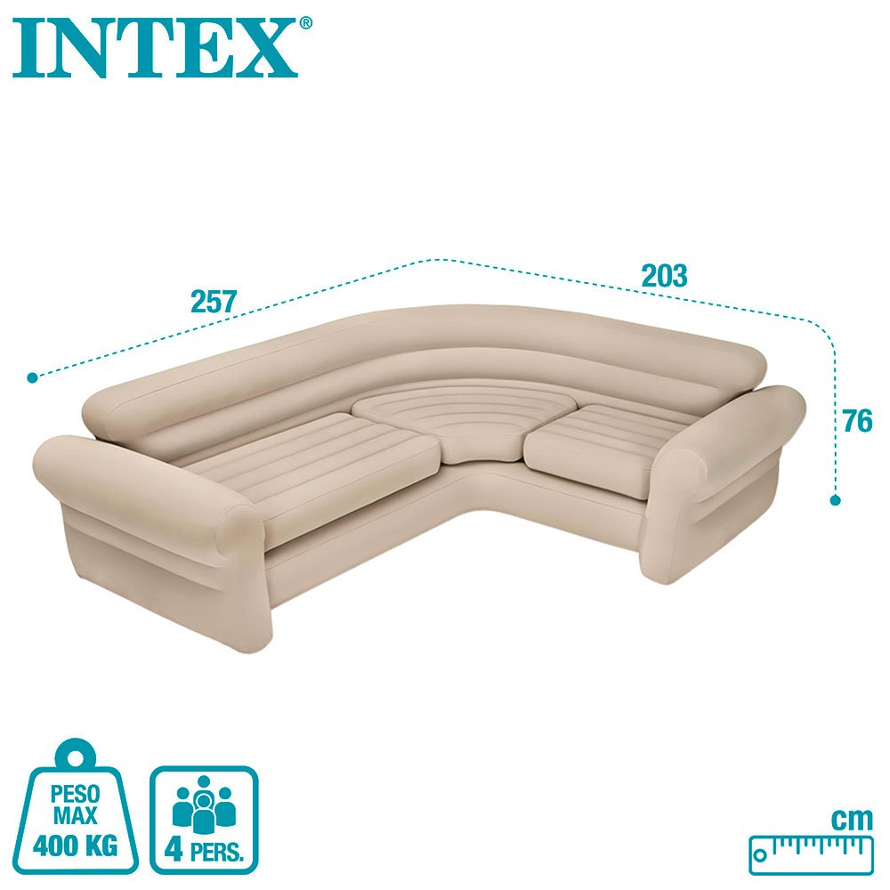 Купить Intex 68575 Indoor Corner Надувной диван Бежевый Beige 257x203x76 cm 7ft.ru в интернет магазине Семь Футов