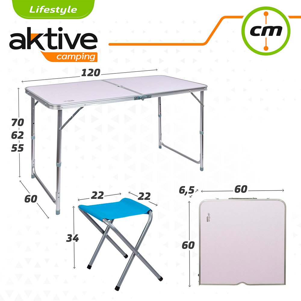 Купить Aktive 52893 120x60x70 cm Стол со стулом Белая Grey 7ft.ru в интернет магазине Семь Футов