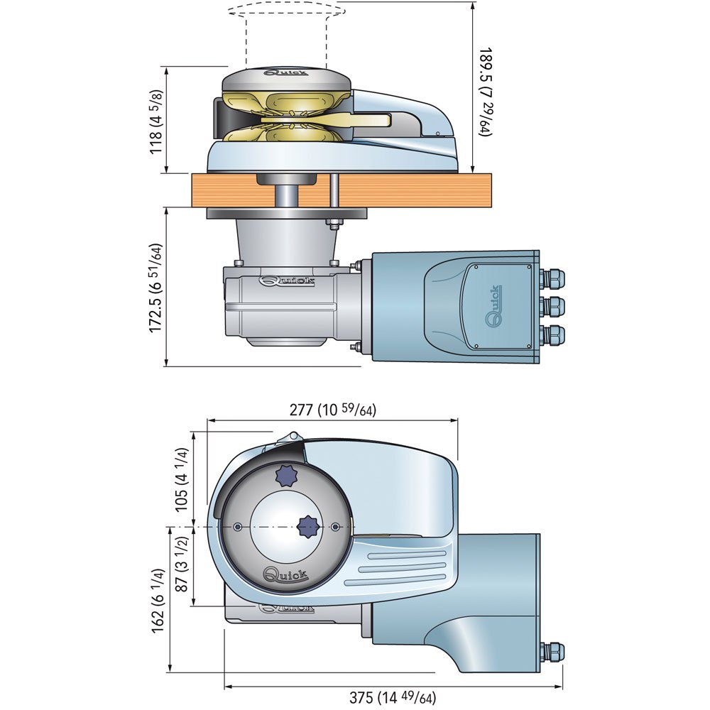 Купить Quick italy 307115 Dylan 1000W 12V B.12 Низкопрофильная якорная лебедка Серебристый Black / Grey 7ft.ru в интернет магазине Семь Футов