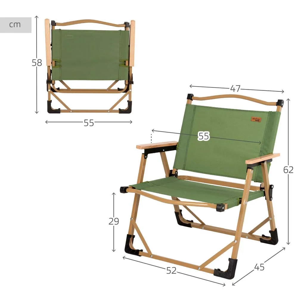 Купить Aktive 63067 низкий стул (nizkiy stul) Glamping 52x45x62 cm Green / Brown 7ft.ru в интернет магазине Семь Футов