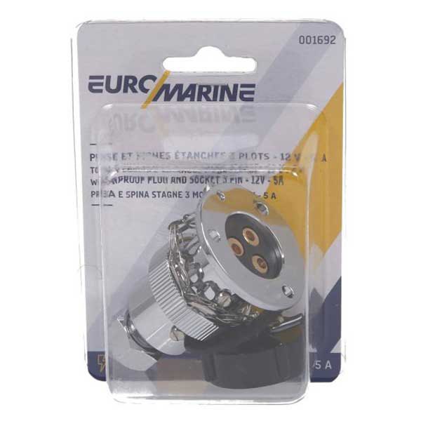 Купить Euromarine 001692 5A 12V 3 столбы Водонепроницаемый затыкать Silver / Black 7ft.ru в интернет магазине Семь Футов