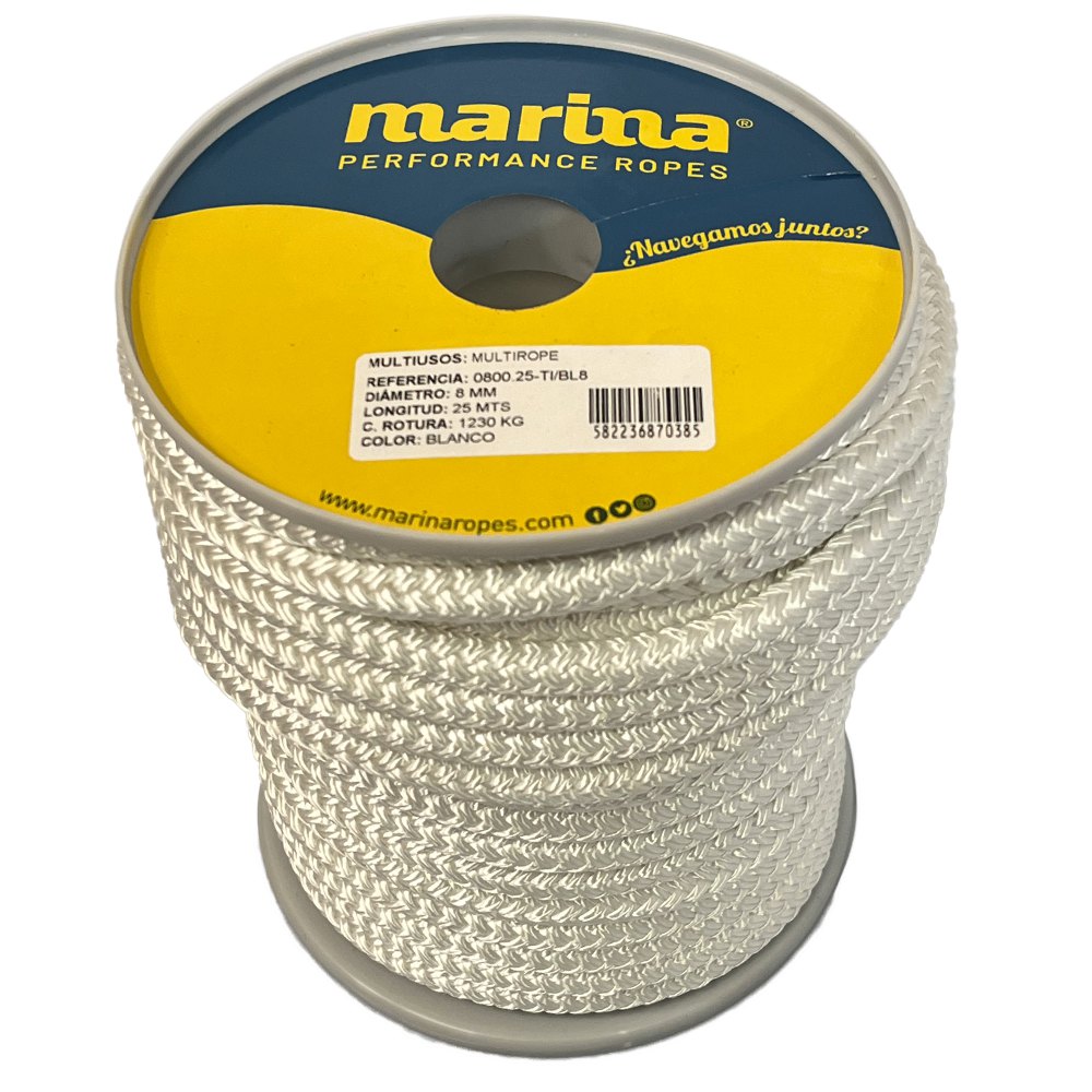 Купить Marina performance ropes 0800.25/BL8 Multirope 25 m Двойная плетеная веревка Золотистый White 8 mm  7ft.ru в интернет магазине Семь Футов