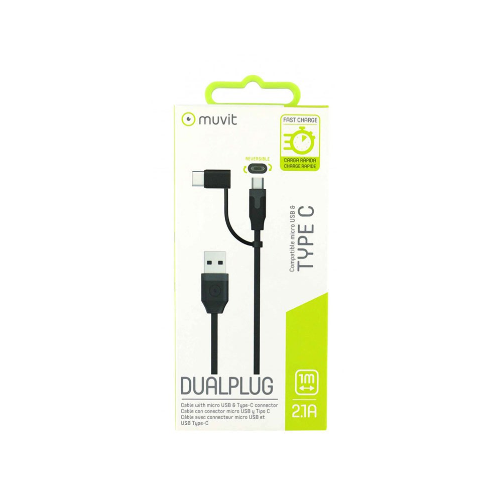 Купить Muvit MUUSC0173 USB-кабель к Micro USB/тип C 2.1A 1 M Черный Black 7ft.ru в интернет магазине Семь Футов