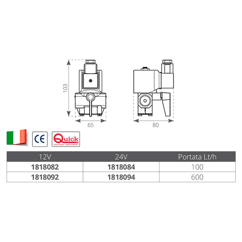 Купить Quick italy 1818084 12W 24V 100 lt/h Электромагнитный клапан с резьбой F/F  Bronze / Black 1/2´´  7ft.ru в интернет магазине Семь Футов