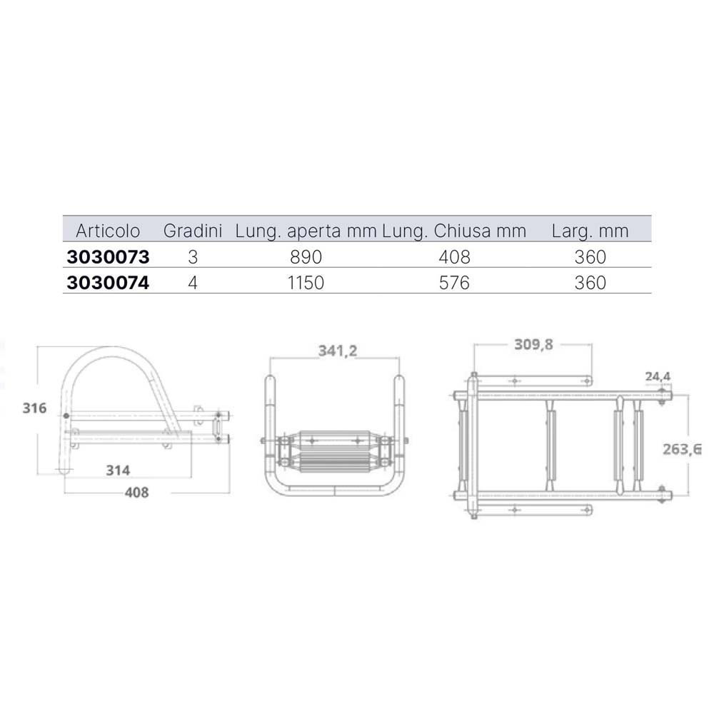 Купить Forniture nautiche italiane 3030073 3 Складная лестница Золотистый Silver 7ft.ru в интернет магазине Семь Футов