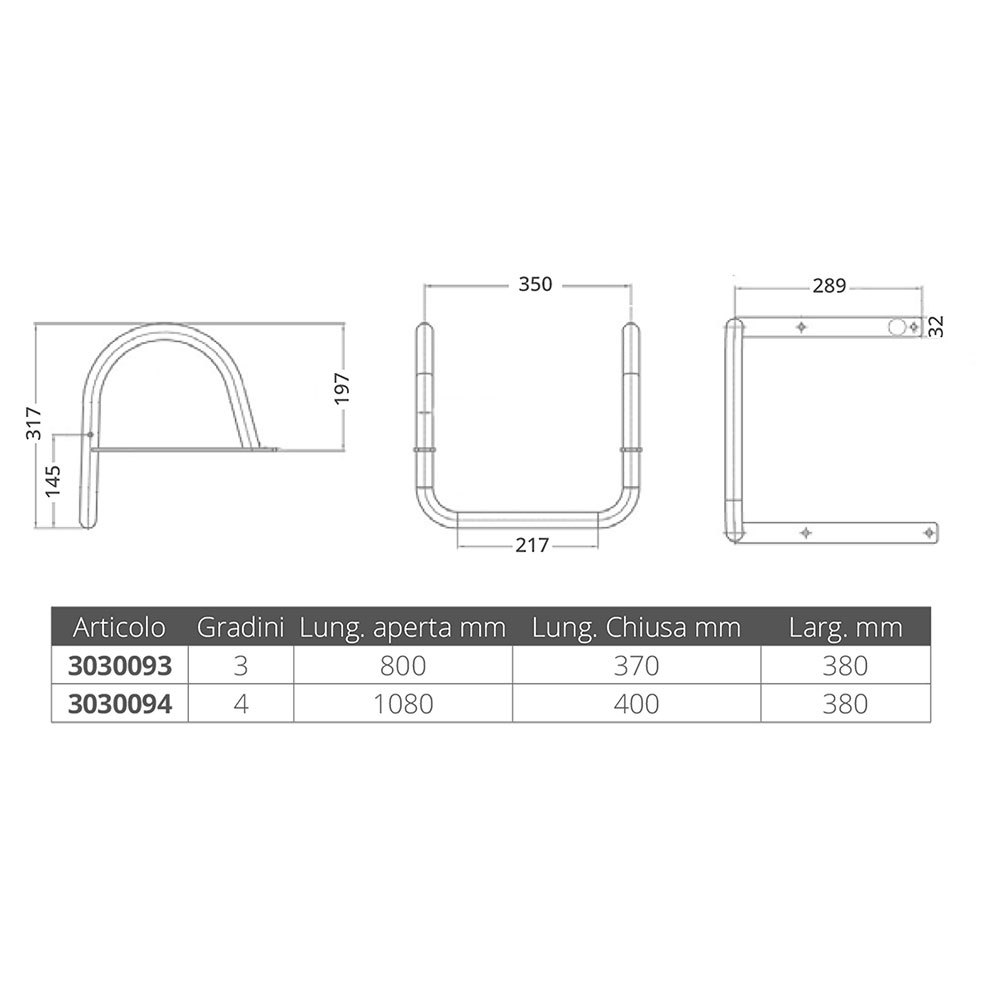 Купить Forniture nautiche italiane 3030094 4 Лестница из нержавеющей стали Silver 39.4 x 37.5 cm  7ft.ru в интернет магазине Семь Футов