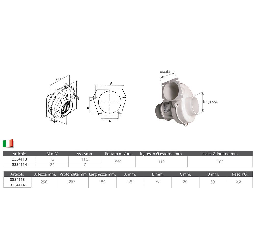 Купить Matromarine 3334113 550mc/h 11.5A 12V Экстрактор Бесцветный White 290 x 257 x 150 mm  7ft.ru в интернет магазине Семь Футов