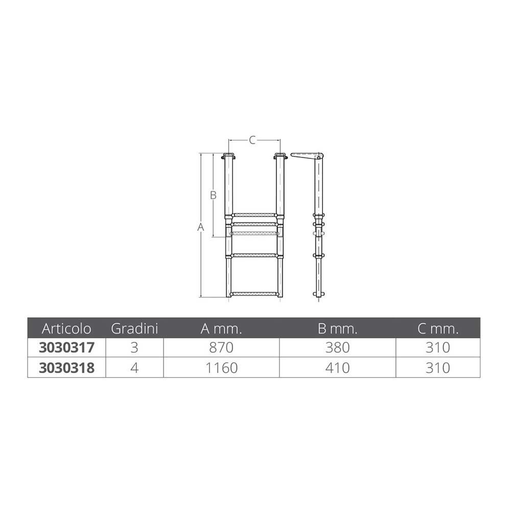 Купить Forniture nautiche italiane 3030317 3 Шаги Телескопический Нержавеющая сталь Сталь Лестница Серебристый Silver 7ft.ru в интернет магазине Семь Футов