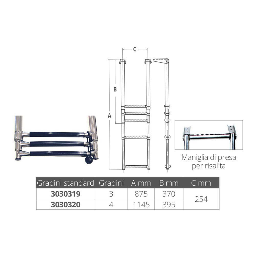 Купить Forniture nautiche italiane 3030319 3 Шаги Телескопический Нержавеющая сталь Сталь Лестница Серебристый Silver 7ft.ru в интернет магазине Семь Футов