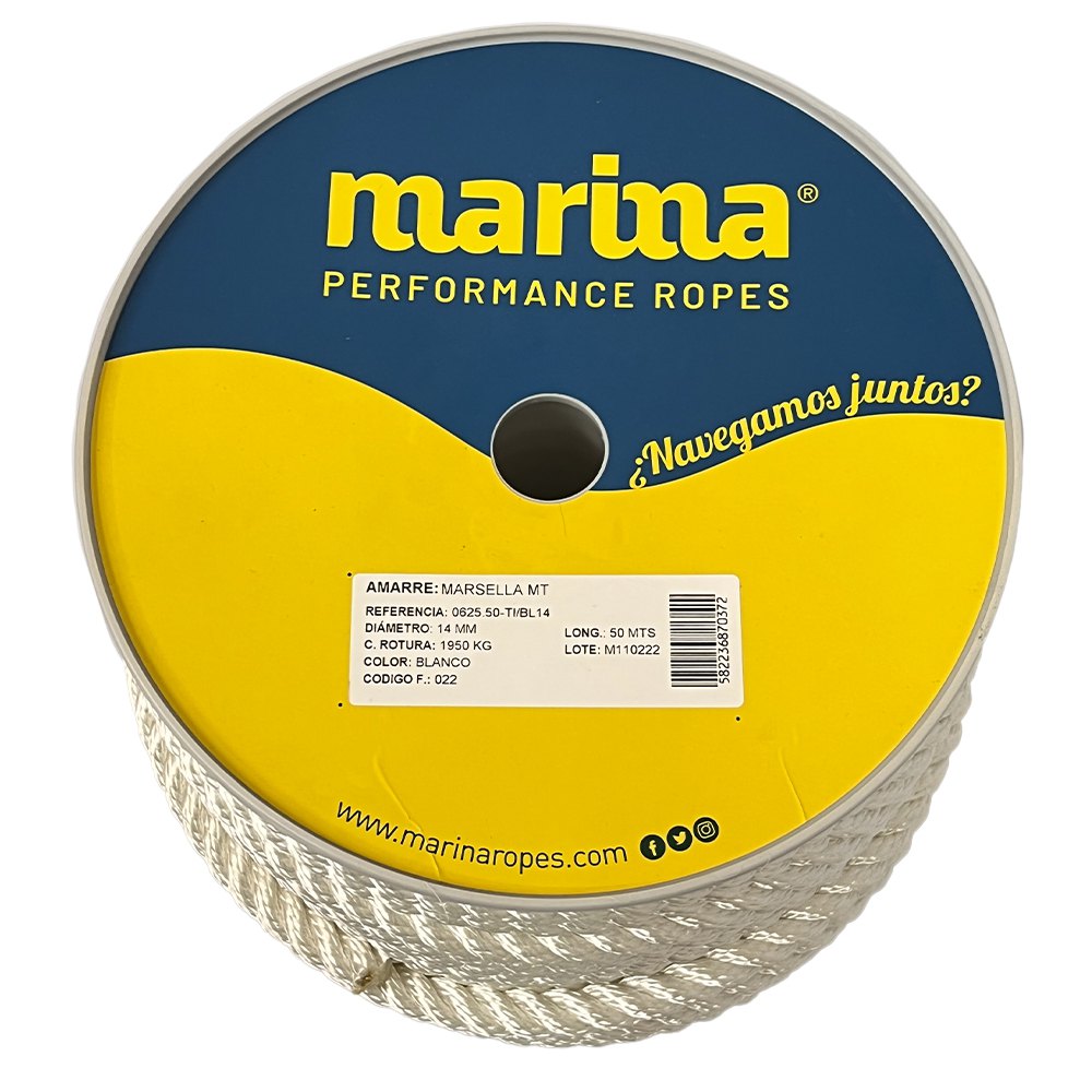 Купить Marina performance ropes 0625.50/BL12 Marsella MT 50 m Веревка Золотистый White 12 mm  7ft.ru в интернет магазине Семь Футов