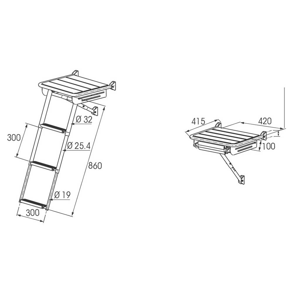 Купить Plastimo P65959 Лестница Base Служба поддержки Серебристый Silver 42 x 42 cm  7ft.ru в интернет магазине Семь Футов