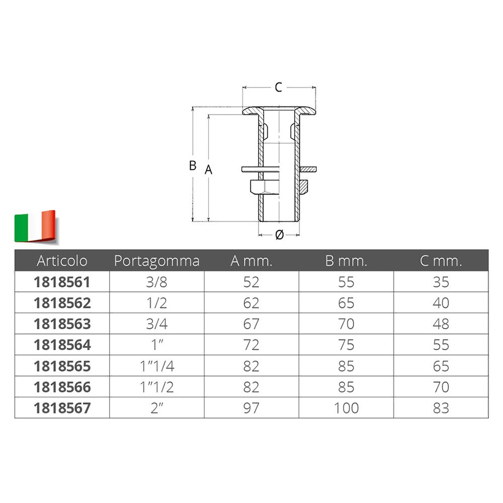 Купить Forniture nautiche italiane 1818564 Сквозной корпус из хромированной латуни Золотистый Silver / Bronze 1´´  7ft.ru в интернет магазине Семь Футов