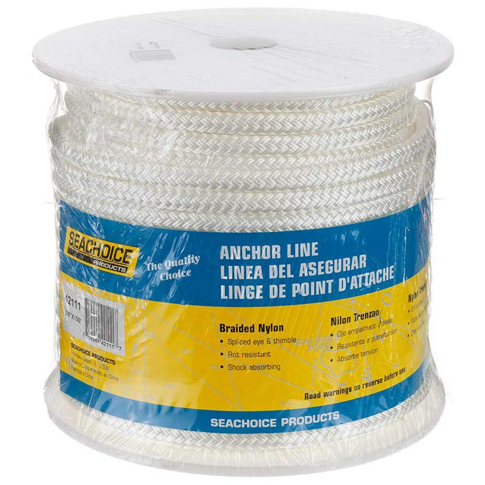 Купить Seachoice 50-42131 Nylon Анкерная веревка с двойной оплеткой 45.7 m Белая White 1/2´´  7ft.ru в интернет магазине Семь Футов