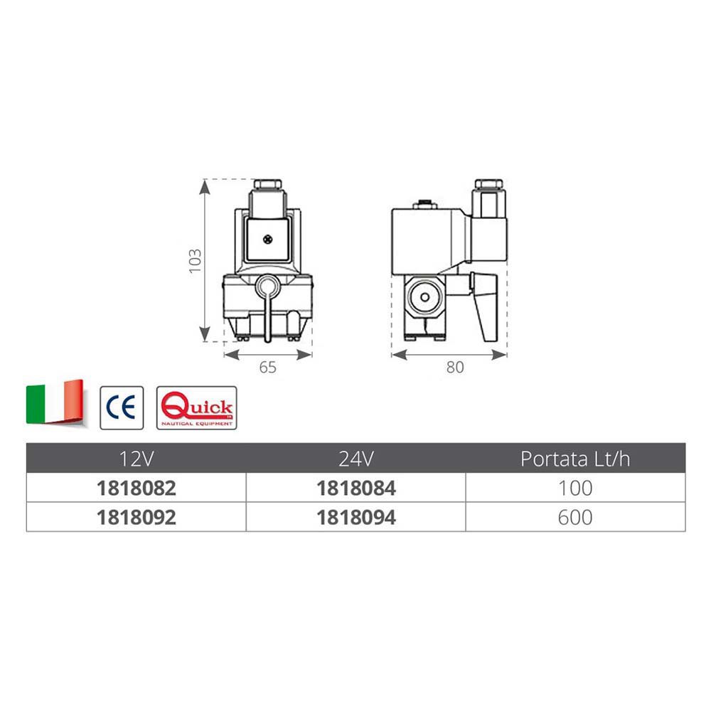 Купить Quick italy 1818092 12W 12V 600 lt/h Электромагнитный клапан с резьбой F/F Золотистый Bronze / Black 1/2´´  7ft.ru в интернет магазине Семь Футов