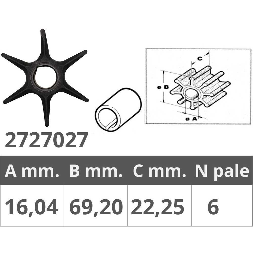 Купить Импеллер/крыльчатка со шпонкой Finnord 2727027 Ø69,2x22,25мм посадочное Ø16,04мм 6 лопастей из чёрного неопрена для Johnson/Evinrude 7ft.ru в интернет магазине Семь Футов