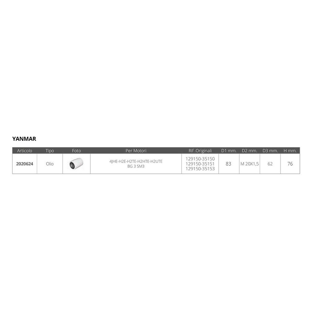 Купить Forniture nautiche italiane 2020624 Yanmar 129150-35150/1 M20x1.5 mm Масляный фильтр Серебристый Grey 89 x 62 x 80 mm  7ft.ru в интернет магазине Семь Футов