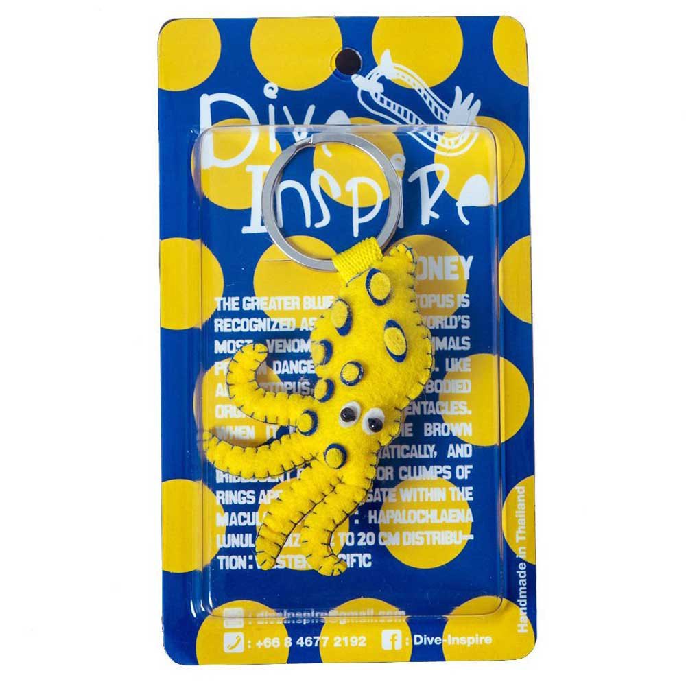 Купить Dive inspire KR-007 Looney Брелок для ключей с синим кольцом в виде осьминога Желтый Yellow / Blue 7ft.ru в интернет магазине Семь Футов