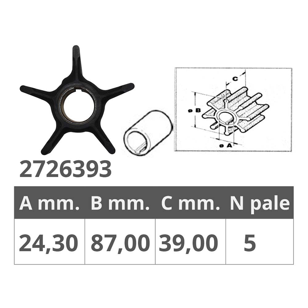 Купить Импеллер/крыльчатка со шпонкой Finnord 2726393 Ø87x39мм посадочное Ø24,3мм 5 лопастей из чёрного неопрена для Suzuki 7ft.ru в интернет магазине Семь Футов