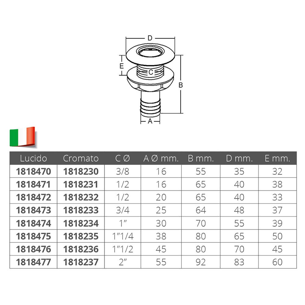 Купить Forniture nautiche italiane 1818477 Латунь через корпус Золотистый Bronze 2´´  7ft.ru в интернет магазине Семь Футов