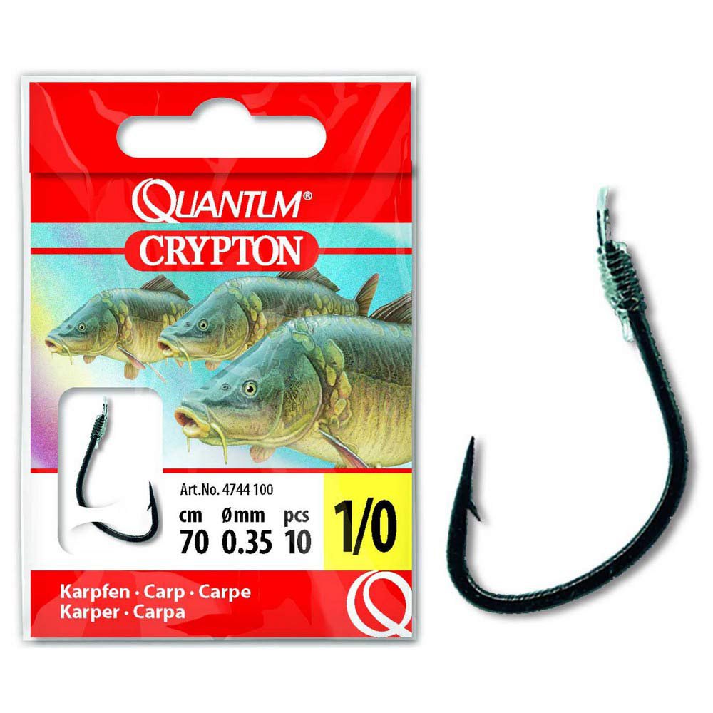 Купить Quantum fishing 4744100 Crypton Carp 0.350 Mm Связанные Крючки Черный Black 1/0  7ft.ru в интернет магазине Семь Футов