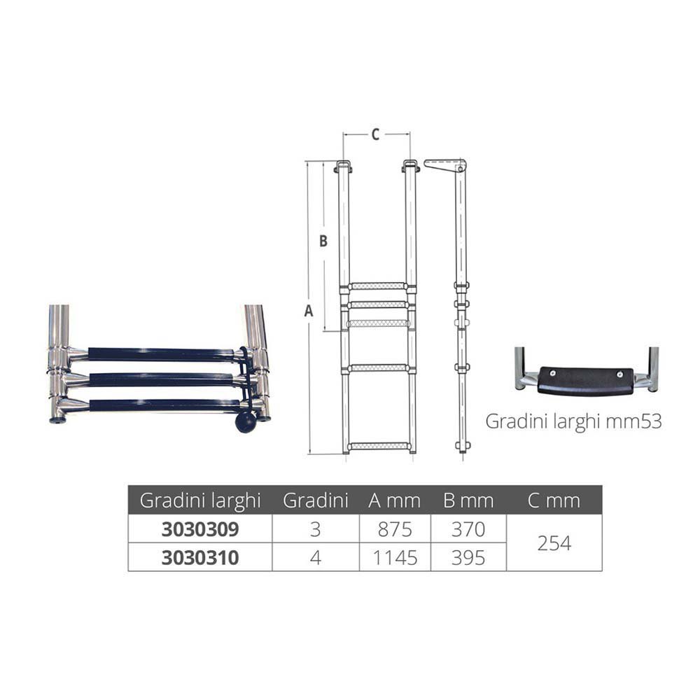 Купить Forniture nautiche italiane 3030309 3 Шаги Телескопический Нержавеющая сталь Сталь Лестница Серебристый Silver 7ft.ru в интернет магазине Семь Футов