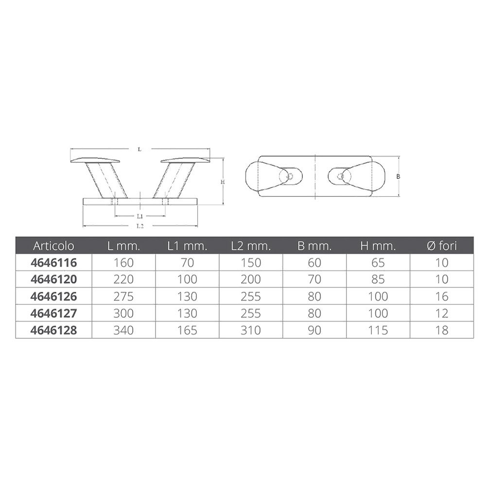 Купить Forniture nautiche italiane 4646116 Грибовидная швартовная утка из нержавеющей стали Серебристый Silver 160 mm  7ft.ru в интернет магазине Семь Футов