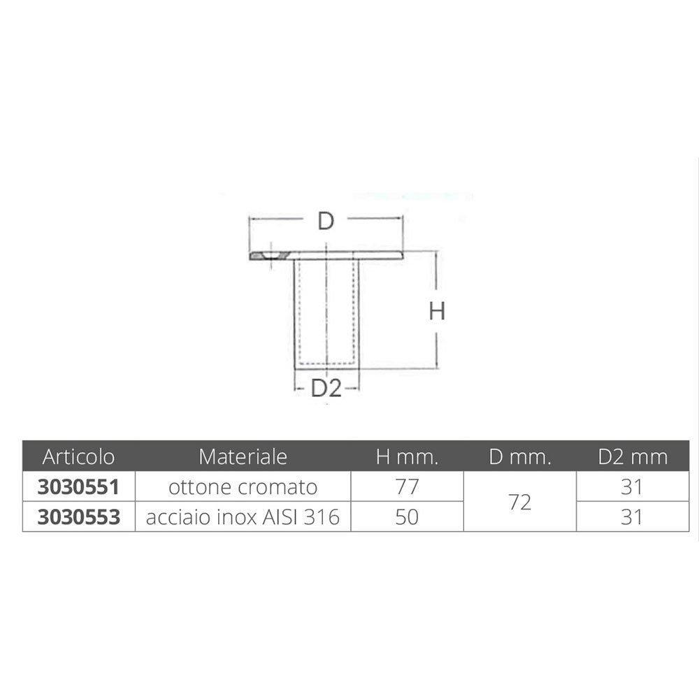 Купить Forniture nautiche italiane 3030553 Опора из нержавеющей стали Серебристый Silver 25 mm  7ft.ru в интернет магазине Семь Футов