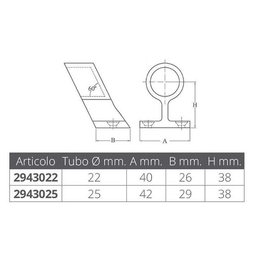 Купить Forniture nautiche italiane 2943025 Опора поручня терминала из нержавеющей стали Серебристый Silver 25 mm  7ft.ru в интернет магазине Семь Футов