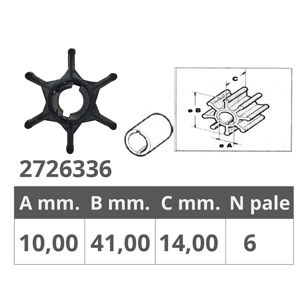Купить Импеллер/крыльчатка с двумя шпонками Finnord 2726336 Ø41x14мм посадочное Ø10мм 6 лопастей из чёрного неопрена для Suzuki 7ft.ru в интернет магазине Семь Футов