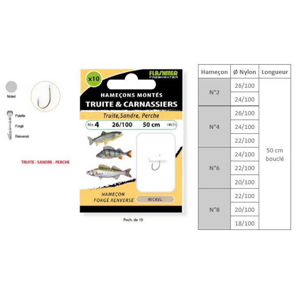 Купить Flashmer HNTC06D20 Trout И Carnassiers Связанный Крючок 0.200 Mm Серый Nickel 6  7ft.ru в интернет магазине Семь Футов