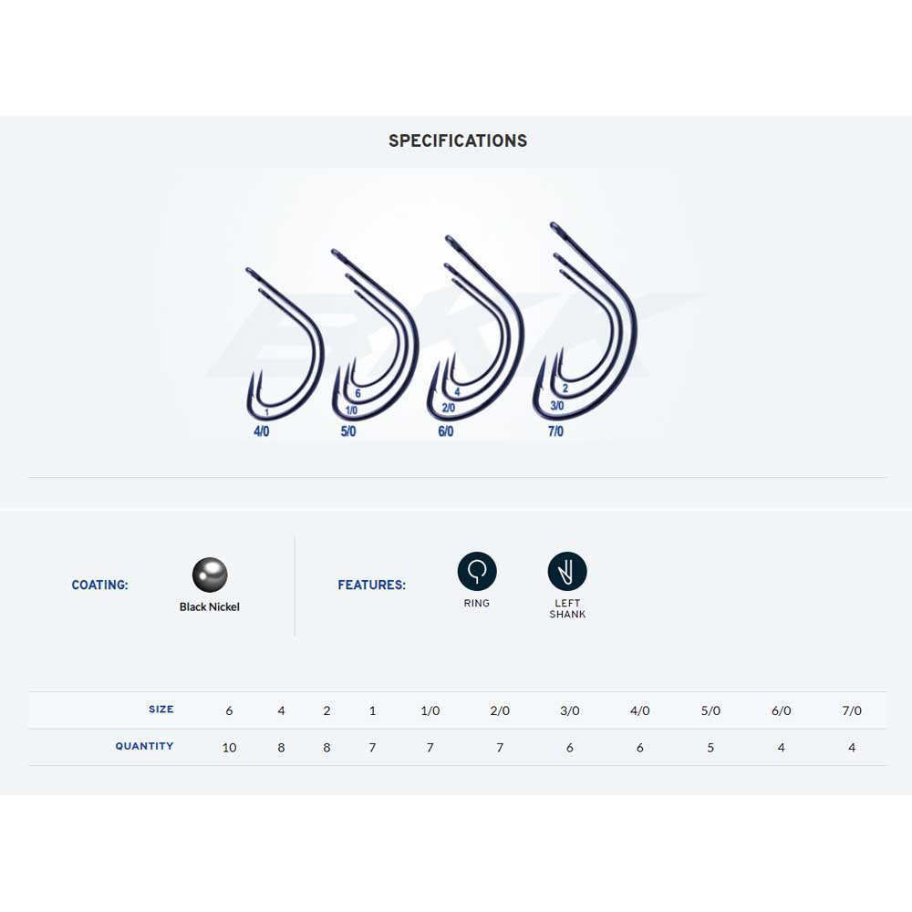 Купить BKK 2012008 4/0 Wide Gap-R Крюк Голубой  Black Nickel (6 pcs) 4/0  7ft.ru в интернет магазине Семь Футов