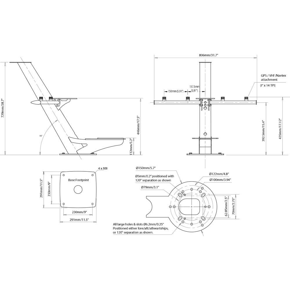 Купить Scanstrut 922-PTMR11 PTM-R1-1 Tapered Radar Mast Белая 7ft.ru в интернет магазине Семь Футов