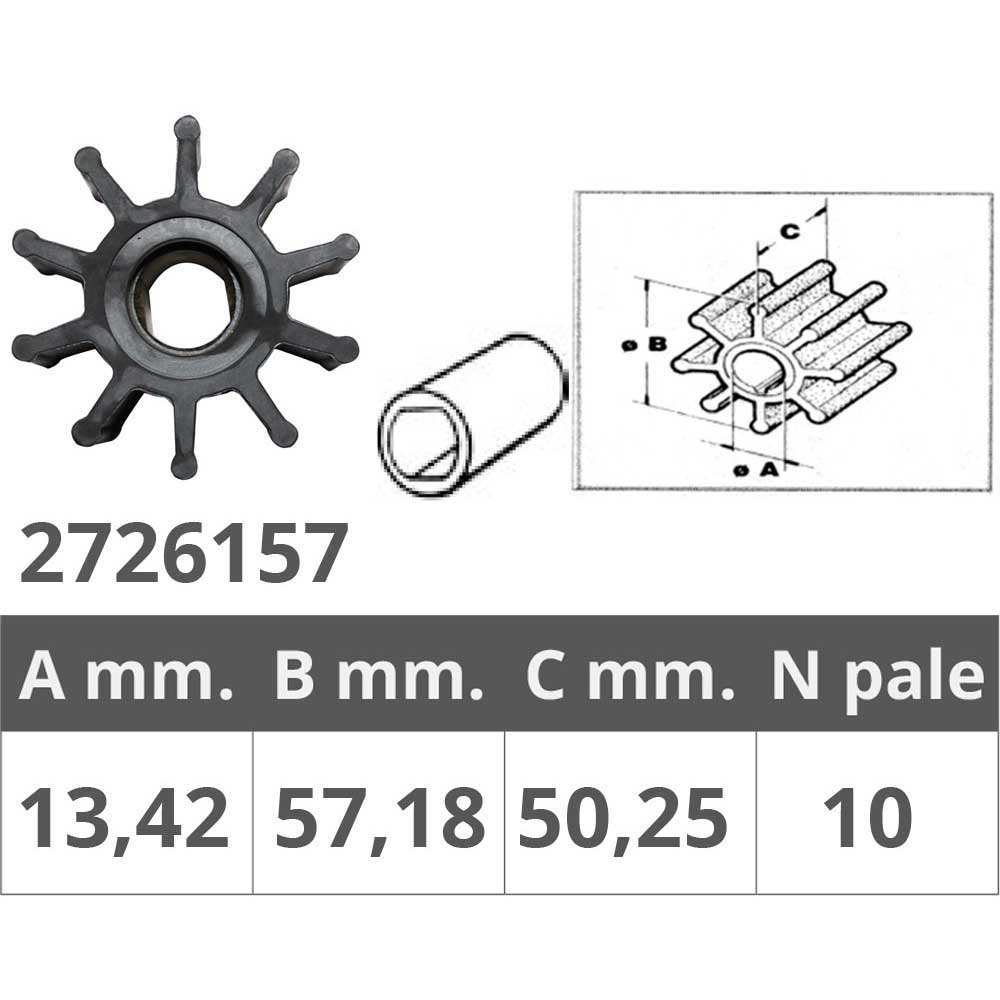 Купить Импеллер/крыльчатка с двойной лыской Finnord 2726157 Ø57,18x50,25мм посадочное Ø13,42мм 10 лопастей из чёрного неопрена для Jabsco 7ft.ru в интернет магазине Семь Футов