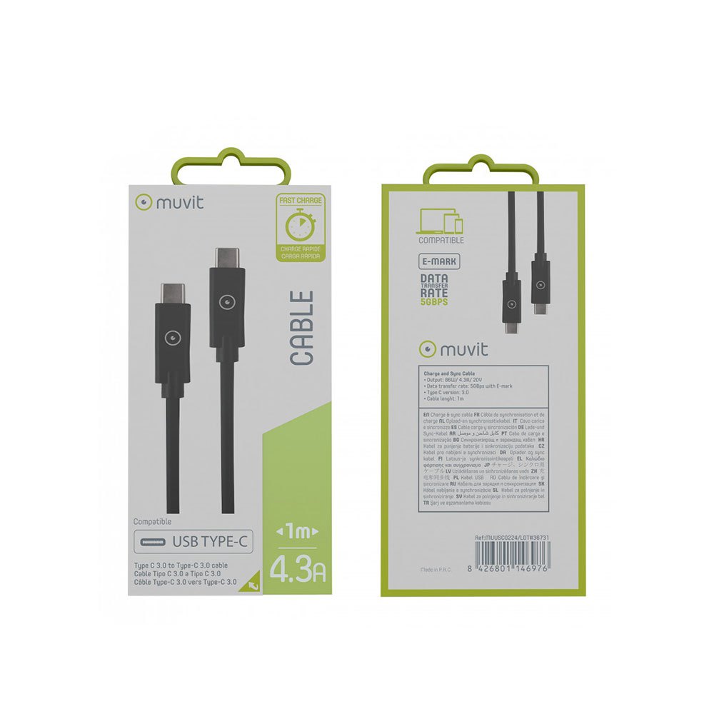Купить Muvit MUUSC0224 Тип С C 3.0 5GBPS 4.3A 3.0 К Тип C 3.0 5GBPS 4.3A Черный Black 7ft.ru в интернет магазине Семь Футов