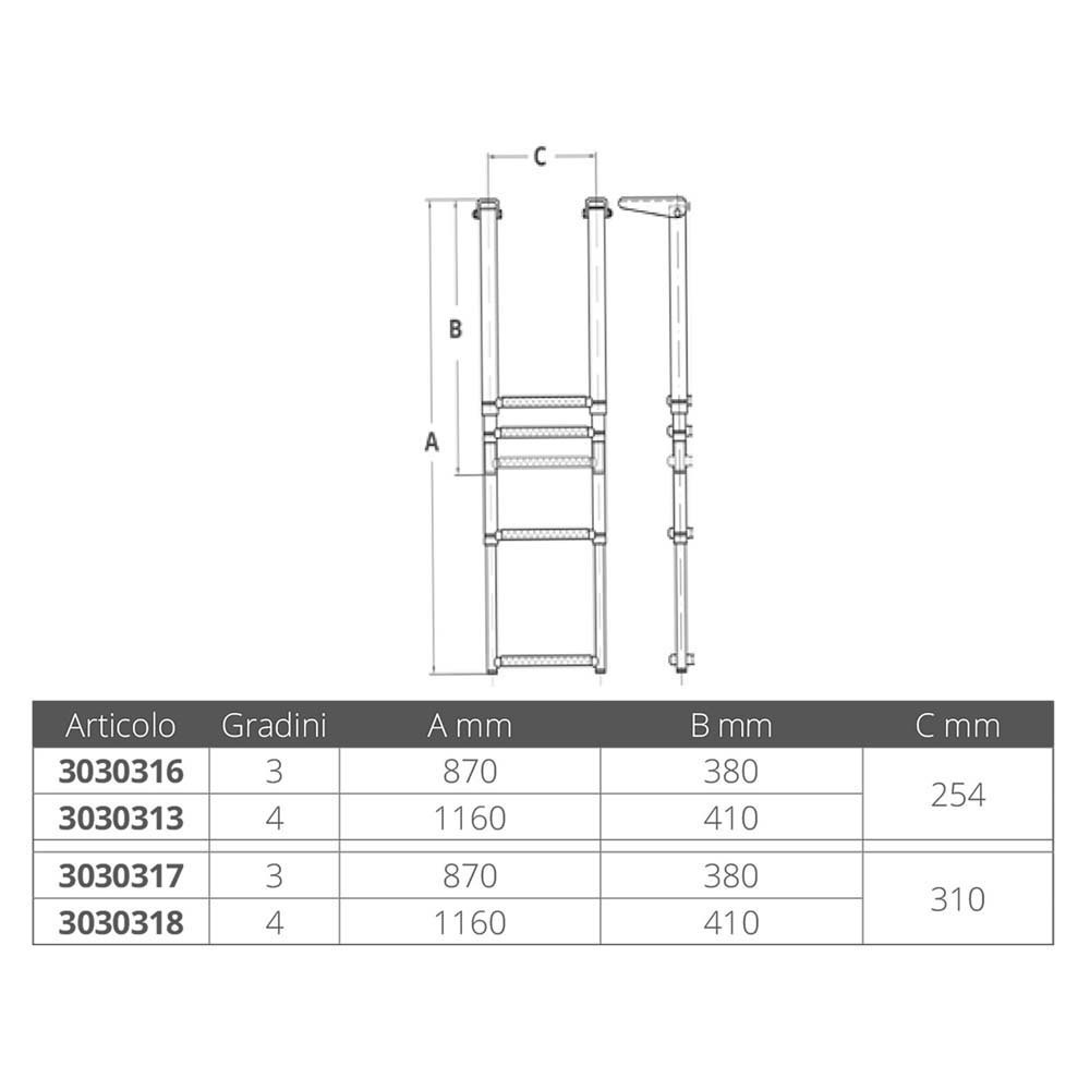 Купить Forniture nautiche italiane 3030313 4 Шаги Телескопический Нержавеющая сталь Сталь Лестница Серебристый Silver 7ft.ru в интернет магазине Семь Футов