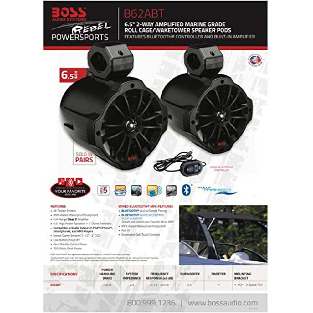 Купить Boss audio 153-B62ABT Водонепроницаемый динамик Черный Black 750W  7ft.ru в интернет магазине Семь Футов