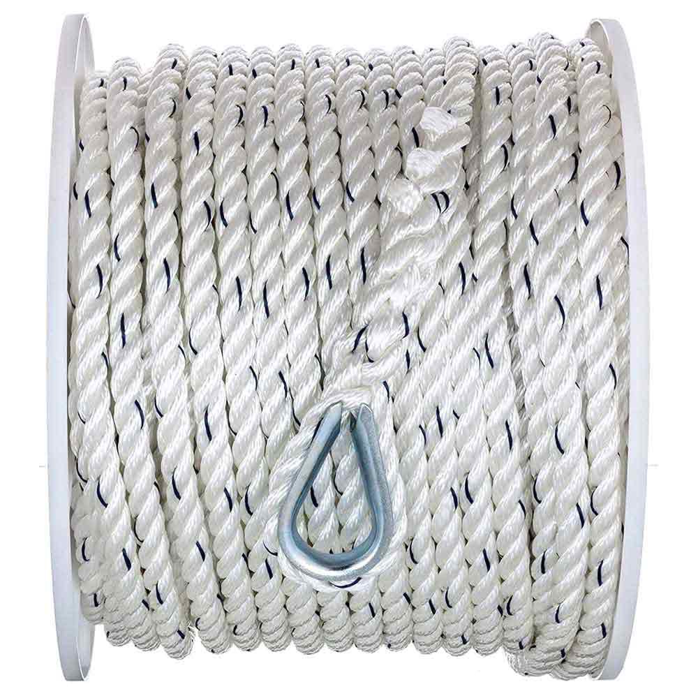 Купить Seachoice 50-47921 Premium 3 Strand Якорная веревка 60.9 m Белая White / Blue 5/8´´  7ft.ru в интернет магазине Семь Футов