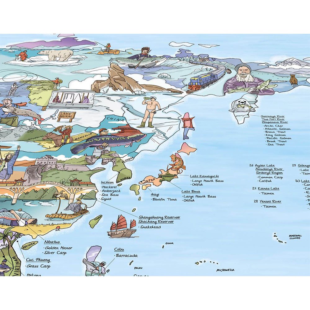 Купить Awesome maps FIS-PAP-354 карта Best Fishing Spots In The World Многоцветный 7ft.ru в интернет магазине Семь Футов