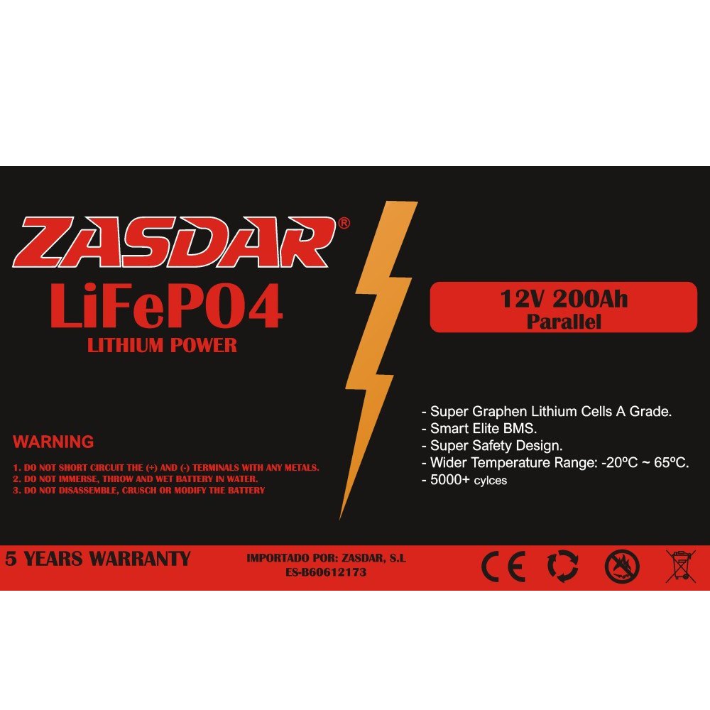 Купить Zasdar BLF-28 Lifepo4 12V 200Ah аккумулятор Черный Black 7ft.ru в интернет магазине Семь Футов