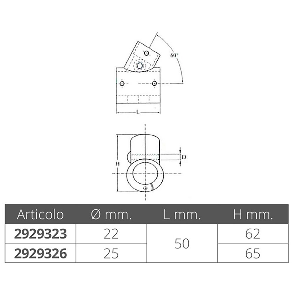 Купить Forniture nautiche italiane 2929323 60° Открывающийся Т-образный соединитель из нержавеющей стали Серебристый Grey 22 mm  7ft.ru в интернет магазине Семь Футов