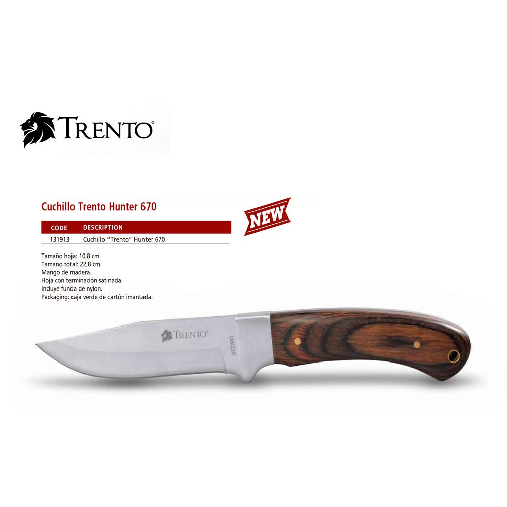 Купить Trento 131913 Hunter 670 Нож Золотистый  Brown 108 mm  7ft.ru в интернет магазине Семь Футов