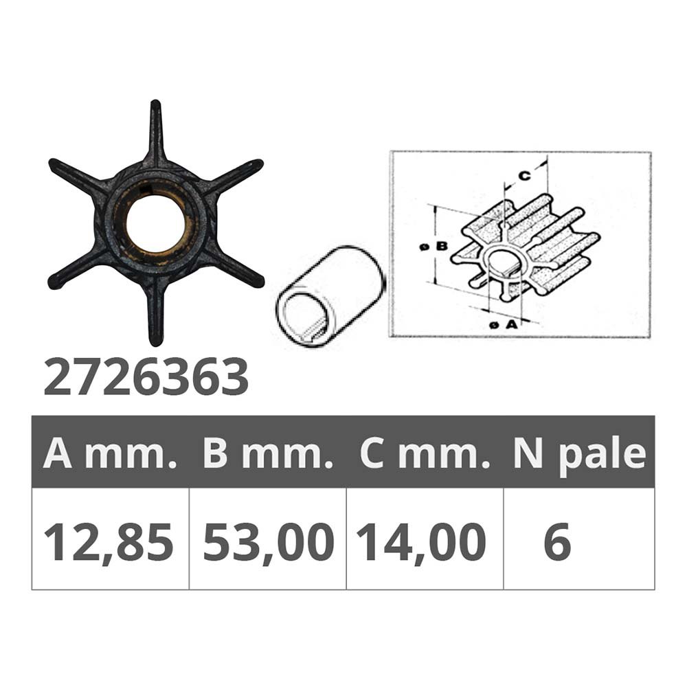 Купить Импеллер/крыльчатка со шпонкой Finnord 2726363 Ø53x14мм посадочное Ø12,85мм 6 лопастей из чёрного неопрена для Selva/Yamaha 7ft.ru в интернет магазине Семь Футов