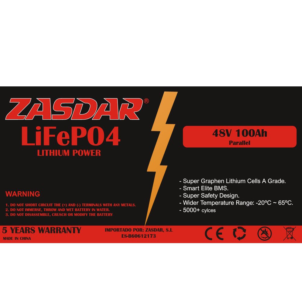 Купить Zasdar BLF-25 Lifepo4 48V 100Ah аккумулятор Черный Black 7ft.ru в интернет магазине Семь Футов