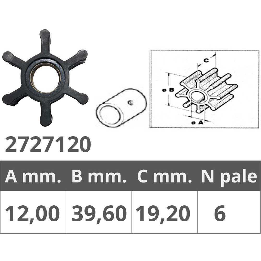 Купить Импеллер/крыльчатка со штифтом Finnord 2727120 Ø39,6x19,2мм посадочное Ø12мм 6 лопастей из чёрного неопрена для Johnson/Jabsco 7ft.ru в интернет магазине Семь Футов