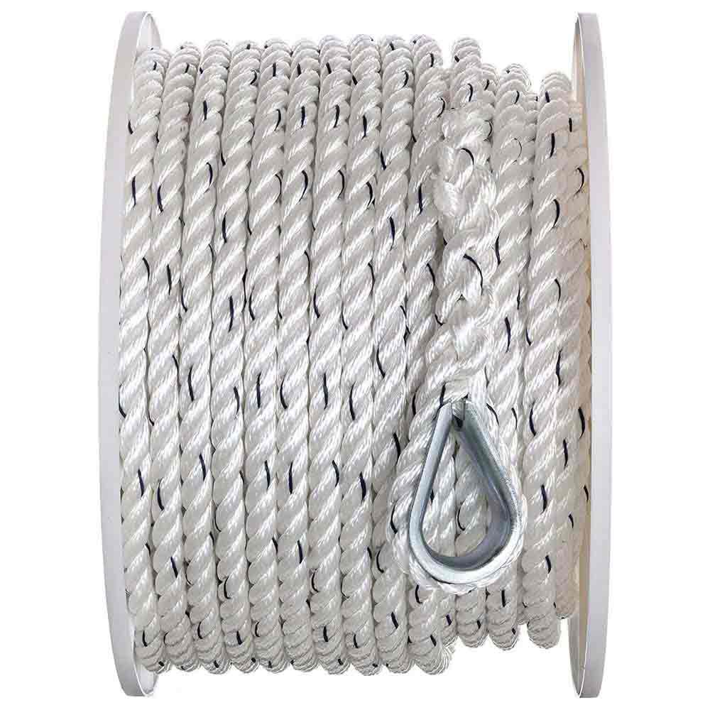 Купить Seachoice 50-47721 Premium 3 Strand Якорная веревка 45.7 m Белая White / Blue 3/8´´  7ft.ru в интернет магазине Семь Футов