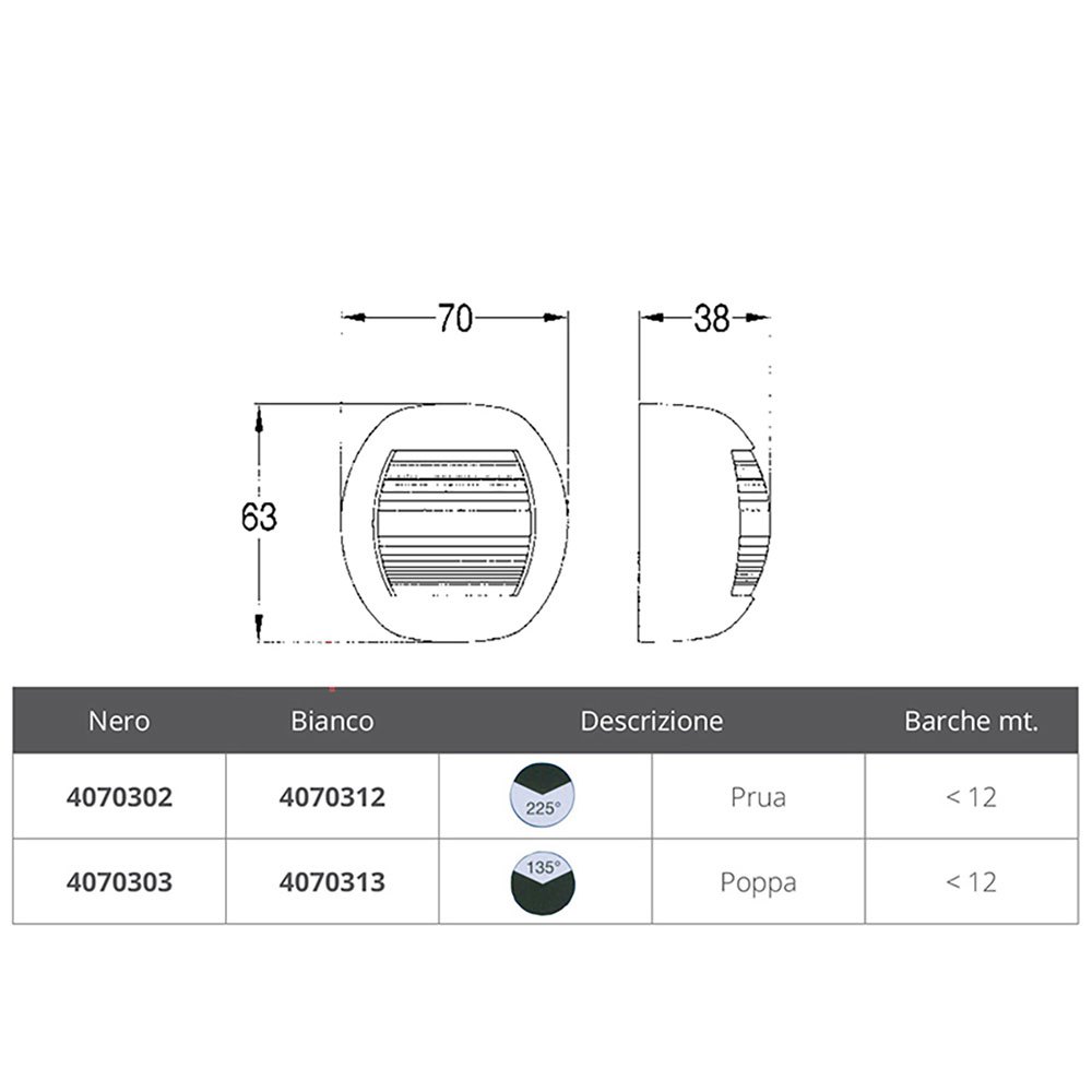 Купить Forniture nautiche italiane 4070312 Delfi 225° Белый светодиодный фонарь на мачте Бесцветный White 70 x 63 x 38 mm  7ft.ru в интернет магазине Семь Футов