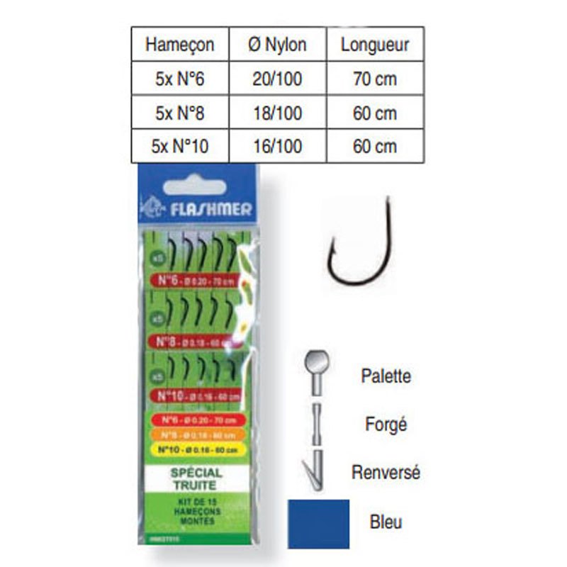 Купить Flashmer HNKSTX15 Special Truite Связанные Крючки Черный Blue 7ft.ru в интернет магазине Семь Футов