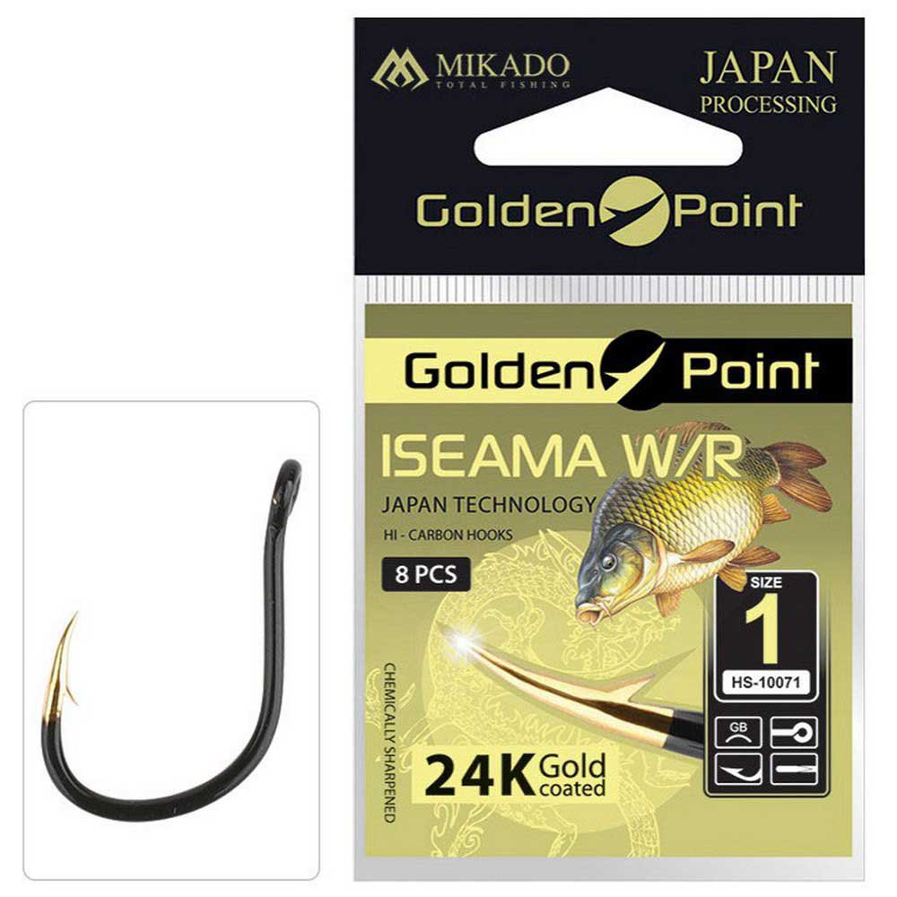 Купить Mikado HS10071-1-GB Golden Point Iseama Крючки С Одним Глазком Черный Gold / Black 1  7ft.ru в интернет магазине Семь Футов