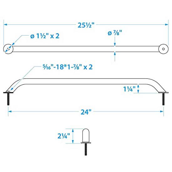 Купить Seachoice 50-38361 Поручни со шпильками Серебристый Silver 24´´  7ft.ru в интернет магазине Семь Футов