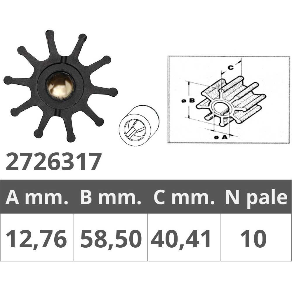 Купить Импеллер/крыльчатка со шпонкой Finnord 2726317 Ø58,5x40,41мм посадочное Ø12,76мм 10 лопастей из чёрного неопрена для OMC 7ft.ru в интернет магазине Семь Футов